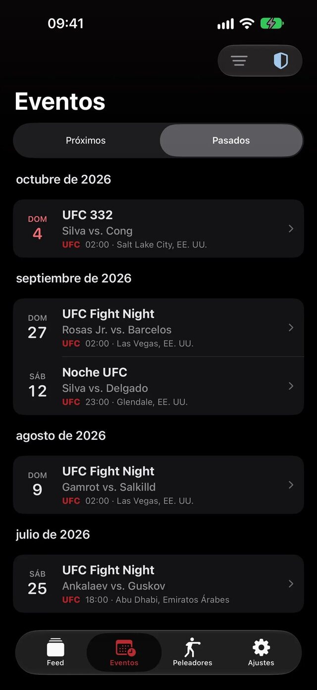 Lista de eventos de No Spoiler MMA ordenada por mes