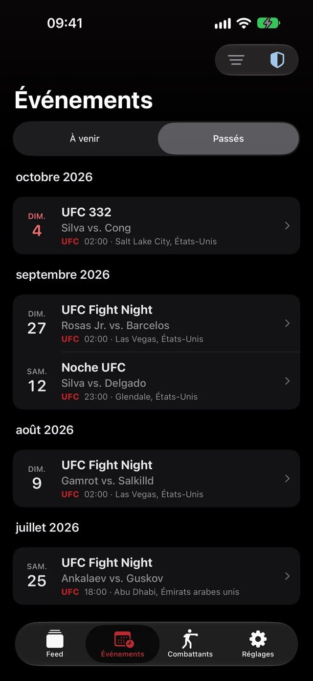 Liste des événements No Spoiler MMA classés par mois